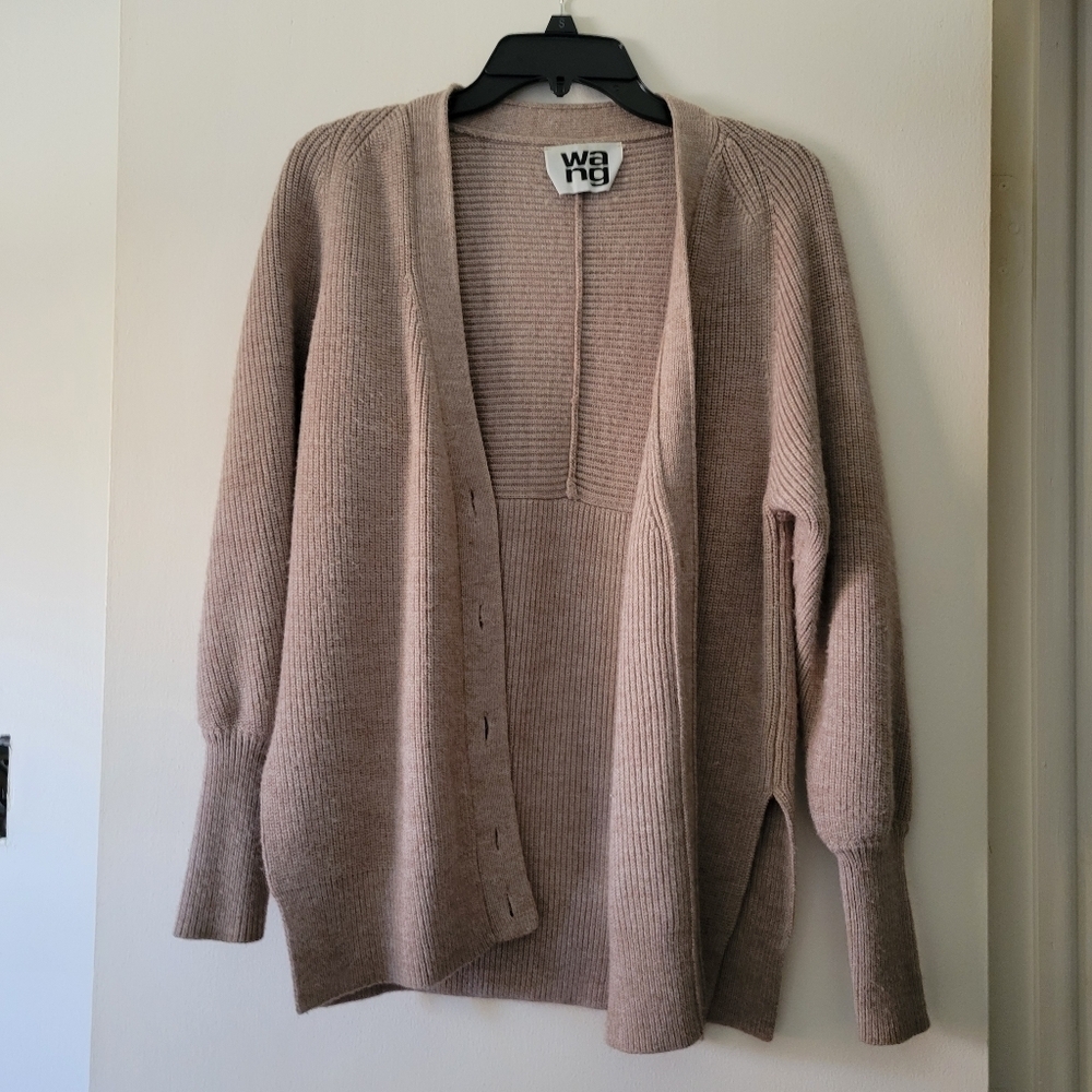 Alexander Wang Cream Beige Knit Cardigan Size Small  Chunky Button